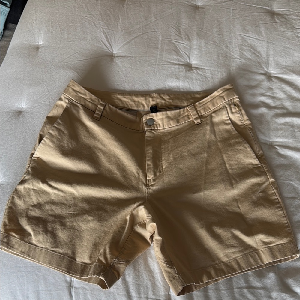 lululemon athletica Tan Flat Front Men Shorts